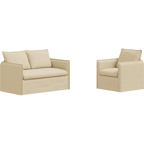 Sofa Set 2 pcs Cream 136 x 82 x 85 cm Fabric vidaXL (1/5)