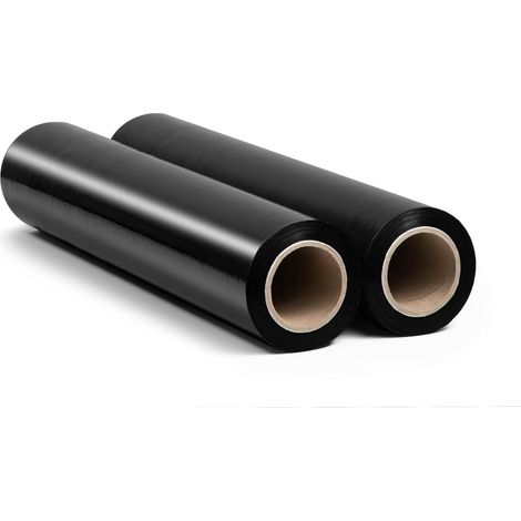 Film etirable demenagement noir 2 pièces 130 m I 7,5 × 7,5 × 40 cm Film etirable Film palette Film noir emballage I Rouleau emballage colis I Plastique Protection pour Colis et Meubles 130 m (1/5)