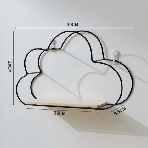 Porte-objets - Forme De Nuage - En Métal Noir - Pour Salon Bureau Etude - Grand Modèle (1/4)
