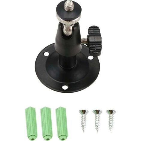 Support Mural - Support Caméra Sécurité - Pour Caméra CCTV - Hauteur 6,5 Cm - Métal Noir - 1 Pièce (1/4)