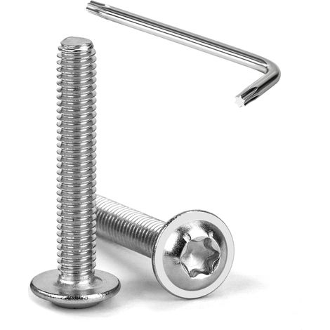 20 Pièces Vis à Tête Bombée Torx avec Bride M4 x 25 mm Vis à Six Pans Creux en Acier Inoxydable A2 V2A Boulons à Tête Hexagonale avec Clé T20 Filetage Complet (1/5)