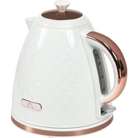 3kW Rapid Boil Honeycomb Kettle in Cream White-Efficient,stylish design for quick boiling and modern kitchens.