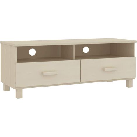 vidaXL Mueble TV HAMAR madera de pino maciza marrón miel 106x40x40 cm (1/2)