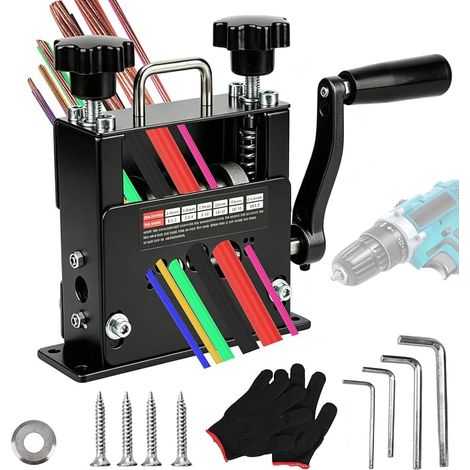 Machine à dénuder électrique manuelle pour câbles de 2 à 17 mm, avec 9 canaux et lames, pour recyclage de déchets de cuivre (noir) (1/5)