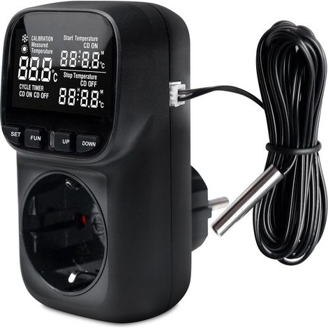 Prise murale avec thermostat à sonde - régulateur de température numérique, prise de courant, intérieur (1/5)