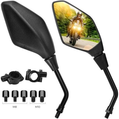 Pr Rétroviseurs de Moto Guidon Universels 7/8" 22mm avec E-mark, Boulons Filetés 10mm et 8mm Inclus, Miroirs de Guidon Moto Compatible avec MT09 MT07 X-Max NX125 NX650 CB500 C650 Z750 (1/5)