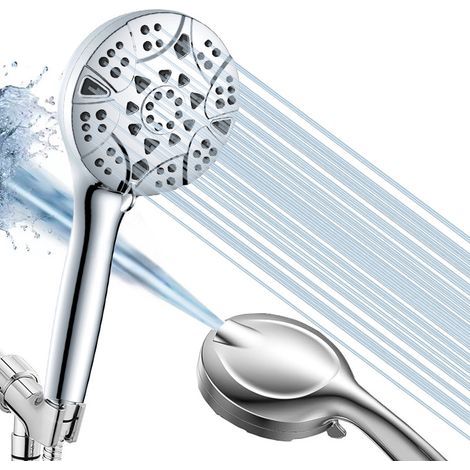 Pommeau de douche haute pression 10 modes 5 pouces avec tuyau en acier inoxydable et support réglable pour nettoyer la baignoire, les coins, le carrelage et les animaux domestiques (1/4)