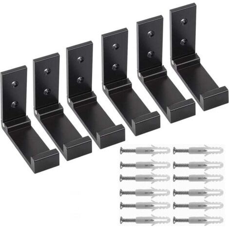 6-teiliges Set faltbarer Haken, faltbare Wandhaken aus Aluminium, Garderobenständer, Kopfhörerhalter, für Kopfhörer, Mäntel, Küche, Badezimmer, Schlafzimmer (Schwarz)