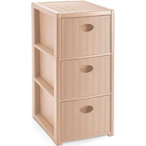 Stefanplast Cassettiera 3 posti Elegance Cashmere 30x40 H 60 cm - Polipropilene - Super resistente - Fornita montata - 4 ruote (1/2)