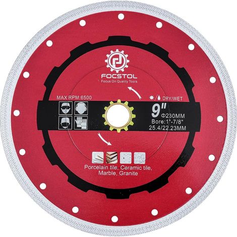 Diamond Tile Disc – 230 mm x 25.4 mm Diamond Saw Blade for Porcelain Ceramic Tiles Marble Granite Quartz with X Mesh Rim (1/5)