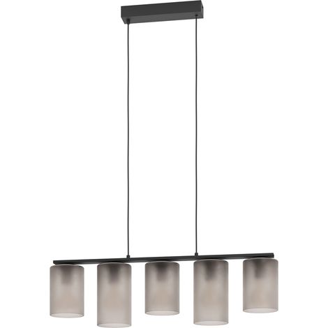 Lampe suspendue à 5 lumières Colomera Ø 12cm - verre dépoli fumé - 901163