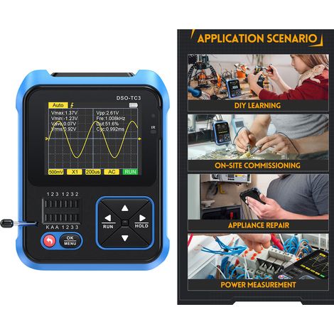 Oscilloscope numérique DSO-TC3, testeur de transistors et LCR-mètre 3 en 1, portable et compact, format standard (1/5)