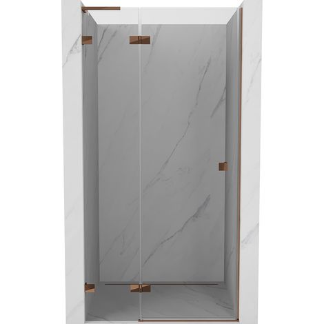 Mexen Lunar L puerta de ducha abatible izquierda 90 cm, transparente, oro rosado - 834L-090-000-60-00-L (1/5)