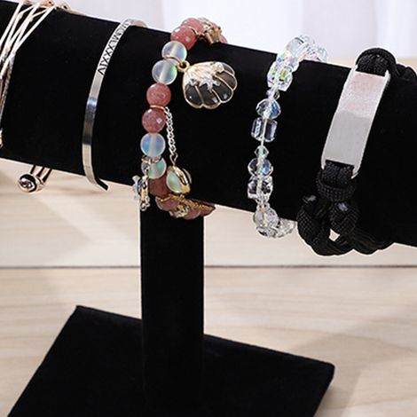 Armbandhalter [Markenlos] [Klassisches Schwarz] Schlichtes und elegantes Präsentationsmodell für Haargummis und Armbänder, weich und fusselfrei (1/4)