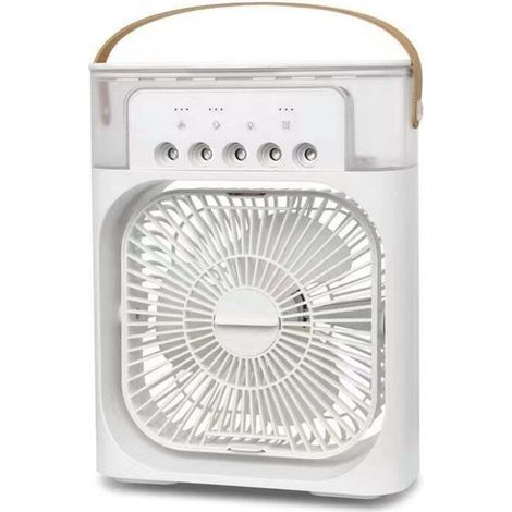 Tragbare Klimaanlage, Mini-Klimaanlage 600 ml, Mini-Ventilator, 3 Geschwindigkeitsstufen, 3 Nebelmodi, 7 Nachtlichter, 2-8 Stunden Timer für das Büro [Energieklasse A]