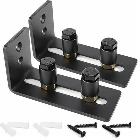 Guide de sol de porte, rail de porte coulissante, kit de porte coulissante, guide de rouleau de sol coulissant pour porte de grange, rouleau de retenue réglable pour placard à double porte - 2 pièces (1/2)