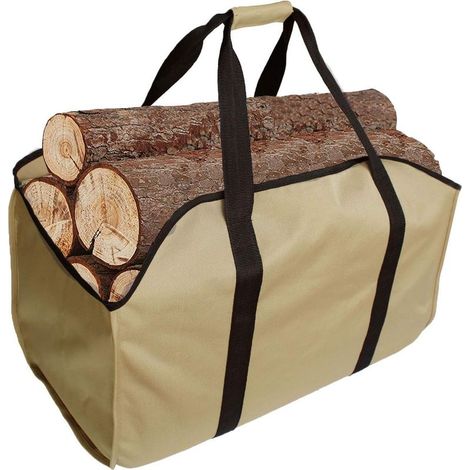 Porte-bûches et sac fourre-tout de qualité supérieure - Robuste et extra large - Idéal pour cheminées, poêles à bois, bois à brûler, camping, plage, aménagement paysager (1/4)