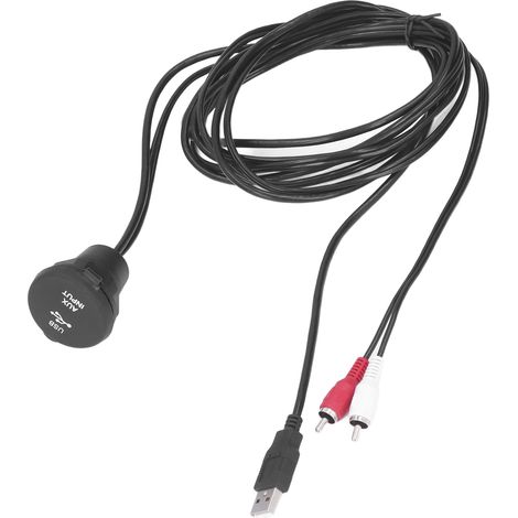 Kit USB 3.0 mâle vers femelle 1,8m, rallonge encastrable, adaptateur 2 RCA vers jack 3,5mm femelle, pour tableau de bord moto et voiture (1/5)