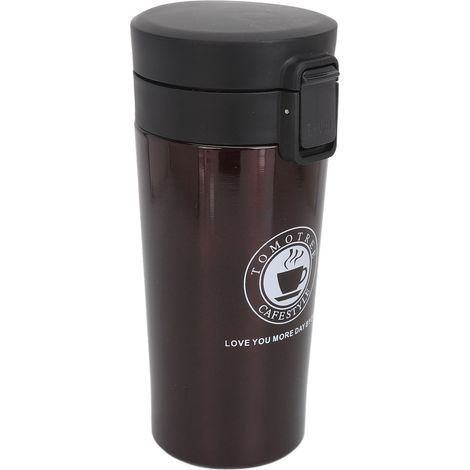 Tasse à café isotherme double paroi en acier inoxydable, portable, couvercle à clapet, bouteille à café isotherme 380 ml (1/5)