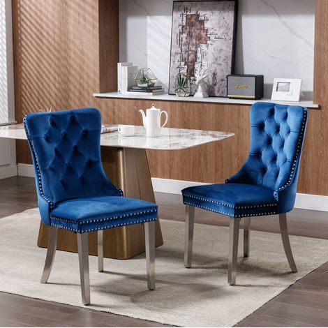 MEUBLIV Silla de Comedor Azul 62x47x95 cm – Tapizado capitonado, juego de 2 (1/5)
