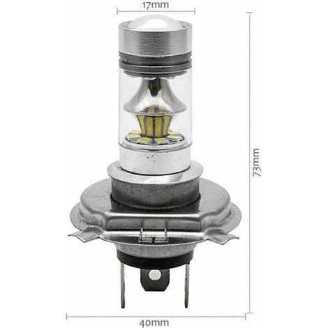 Ampoule Led H4 - 100 W - 6000 K - 1800 Lm - Angle 360 Degres - Pour Feux De Brouillard Et Eclairage Automobile - 2 Pieces (1/2)