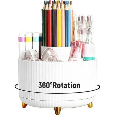 Bloc - notes de bureau, support de stylo de bureau pivotant à 360 °, support de stylo blanc (15 12.5cm) porte - stylo, porte - pinceau de maquillage, maison, école, bloc - notes de bureau (1/5)