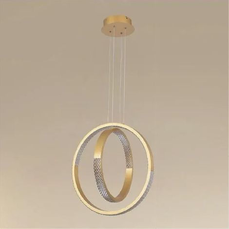 Trade Shop - 64W RUNDE LED-PENDELLEUCHTE MIT MODERNEM KRISTALL-EFFEKT GOLD 32170 -