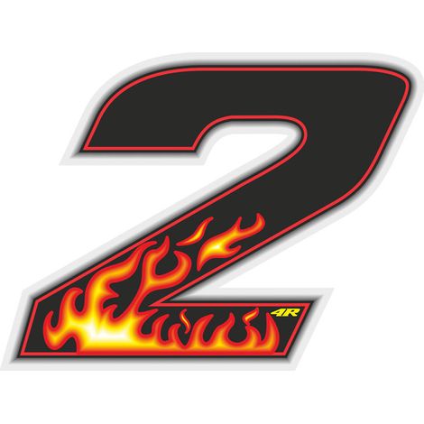 Numeri Adesivi Flames - Dimensione: 100 X 130 MM - Numeri: 2