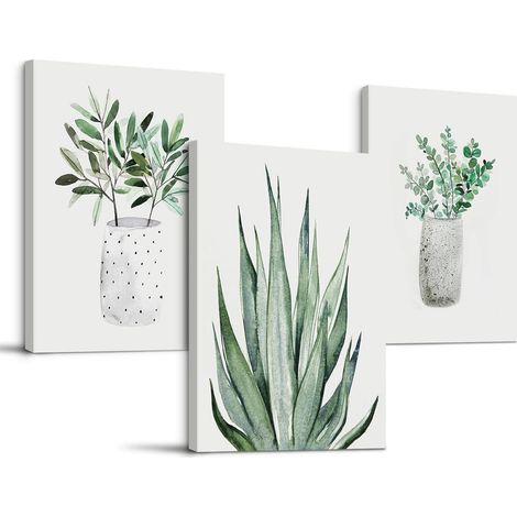 MHARTK66 Aloe Vera Wandbilder Grüne Pflanzen 40x30cm Wohnzimmer Büro Küche (1/5)