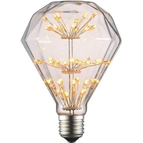 D95 3W LED Ampoule de Filament Forme classique sphérique,220V E27 Culot, Blanc Chaud 2200K, Angle de Faisceau 360°, Equivalent à 30 Watt,Surface imprimée aspect starry (D95)
