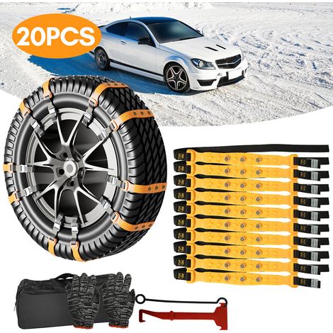 Wolketon 20 pezzi catene da neve antiscivolo aiuto alla partenza neve ghiaccio per pneumatici catena stabile (1/5)
