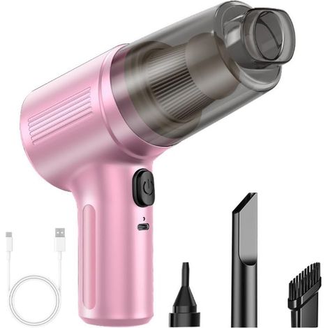 Kabelloser Handstaubsauger und Gebläse-Set für Auto, geeignet für Staub und Schmutz (Pink) (1/4)