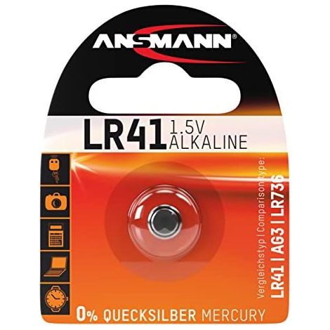 ANSMANN Alkaline Batterie LR41 1,5V AG3, LR736, Taschenrechner, Klingel usw.