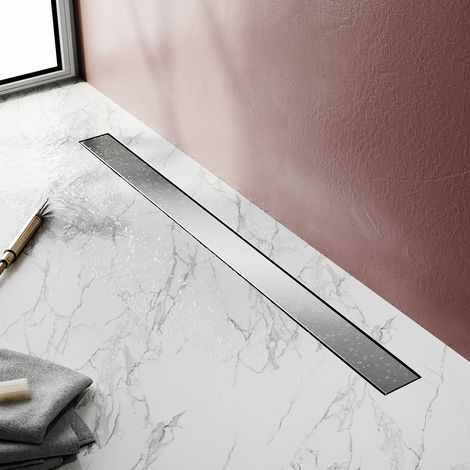 Sirhona – Caniveau de douche en acier inoxydable 100 cm – Drain extra plat 2 en 1 à carreler – Débit 30 L/min – Installation facile avec réglage de hauteur (1/5)
