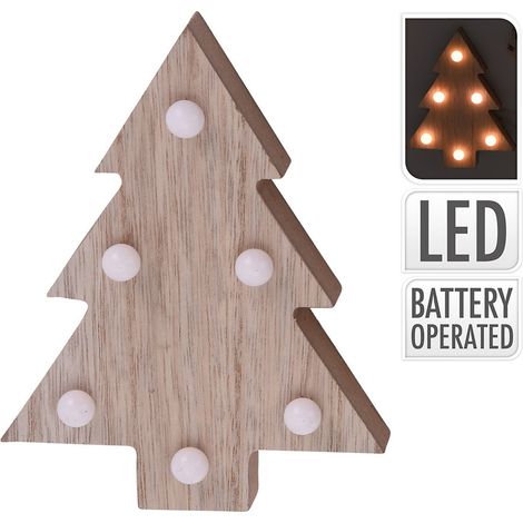 FIGURA DE MADERA DECORATIVA MOTIVOS NAVIDAD CON LED 10x3x13cm (1/2)