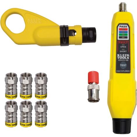 Klein Tools Set d'installation et de test coaxial Push On RG6 RG6Q avec testeur de câble (1/5)