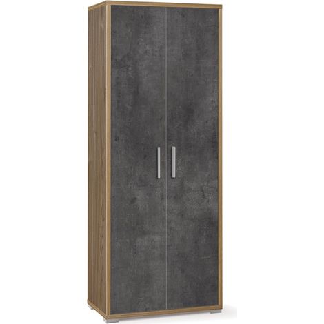 Mobile 2 Ante 71L x 41P x h182 – Finitura Legno Noce e Nero Opaco – Sarmog (1/2)