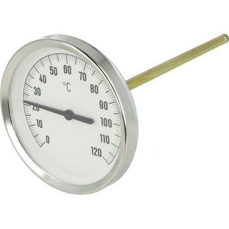 Thermomètre diamètre 80 bimétallique 0 - 120 °C douille 150 mm diamètre 6 mm