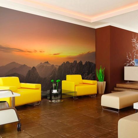 Papier peint coucher de soleil en montagne - 250 x 193 cm (1/4)