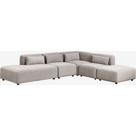 SKLUM 4-teiliges modulares Ecksofa mit Chaiselongue links und Fogler-Hocker                                   