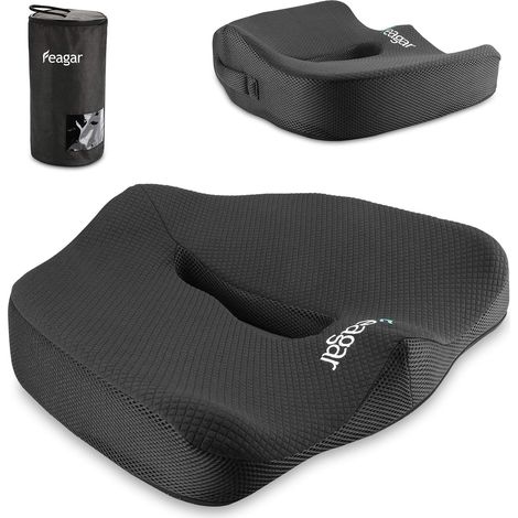 Feagar, Cuscino per sedia in memory foam, ergonomico, 40x30 cm, nero (1/5)