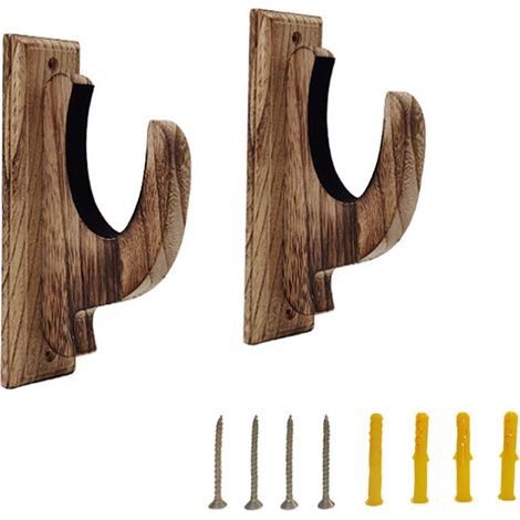 Holzgardinenstangenhalterung, braune Holzhalterung für 2,2-Zoll-Gardinenstangen mit Schrauben (2er-Pack)