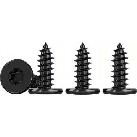 50 Pièces Mince Vis Autotaraudeuses à Tête Plate M4x10mm Vis Torx à Bois Noir Inox 304 Vis Placo M4, EntièRement Fileté (1/5)