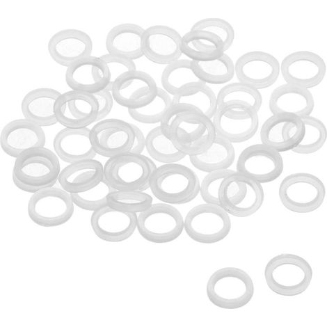 Rondelle Nylon Plat Joint Étanchéité 11mm OD 8mm ID 2mm Épaisseur pour Robinet Tuyau Eau Transparent Paquet de 50 (1/5)