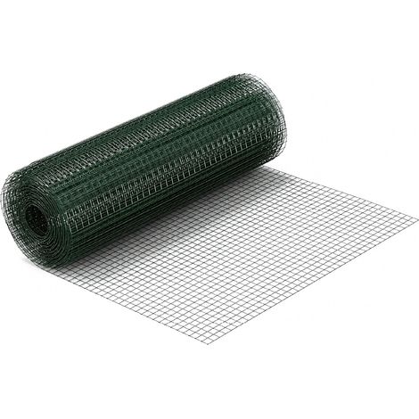 Rete Metallica Verde Rivestita in PVC Maglia Quadrata 12x12 mm per Recinzioni Giardino Orto Pollai Protezione Alberi Rete Elettrosaldata Rigida Varie Misure 0.5x5Metri