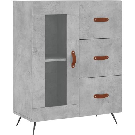 Buffet bahut commode armoire meuble de rangement organisateur cuisine salle de séjour salon 69,5 x 34 x 90 cm bois d'ingénierie gris (1/5)