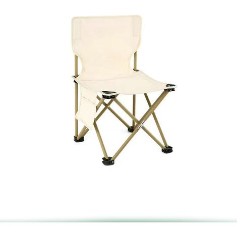 Chaise pliante de camping, tube en fer, tissu Oxford, tabouret portable extérieur, pour loisirs plage pique-nique, beige, 39x39x65cm (1/5)