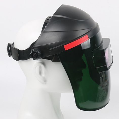 Casco per saldatura, visiera di sicurezza, maschera per saldatura con visiera, casco con protezione UV per saldatura ad arco di argon e gas. (1/5)