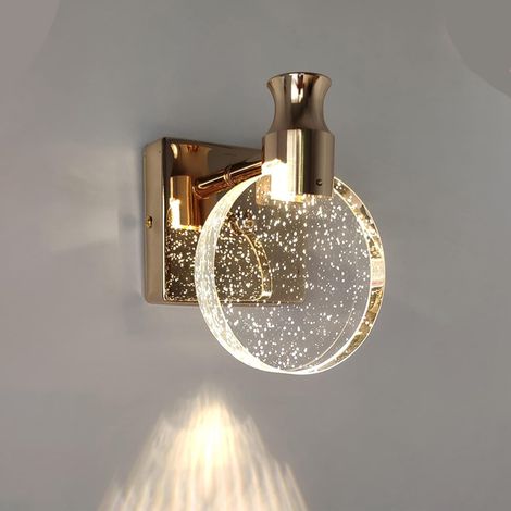 Applique en cristal, applique LED en cristal, applique ronde en cristal, applique dorée, applique art déco, applique vintage pour salon, (1/5)