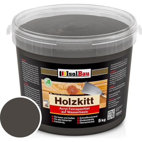 Holzkitt Spachtelmasse Holzspachtelmasse Außen Innen 5 kg Ebenholz ( Nr. 12 ) (1/5)